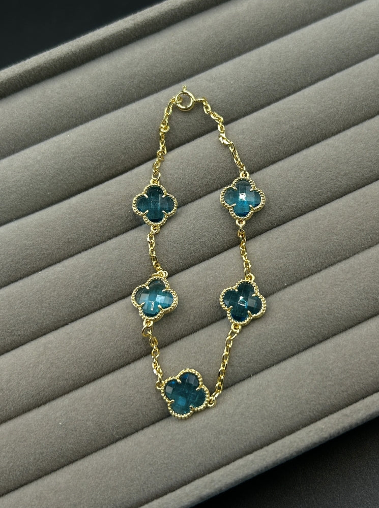 Pulseira Trevo - Azul Cristal