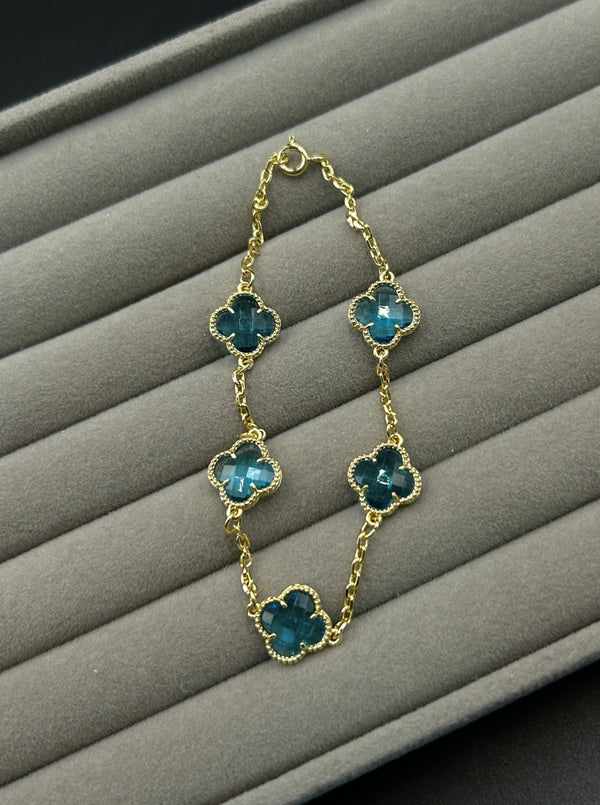 Pulseira Trevo - Azul Cristal