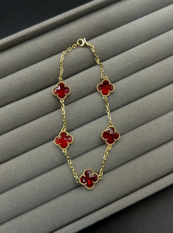 Pulseira Trevo - Vermelho Cristal