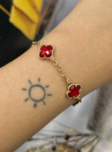 Pulseira Trevo - Vermelho Cristal