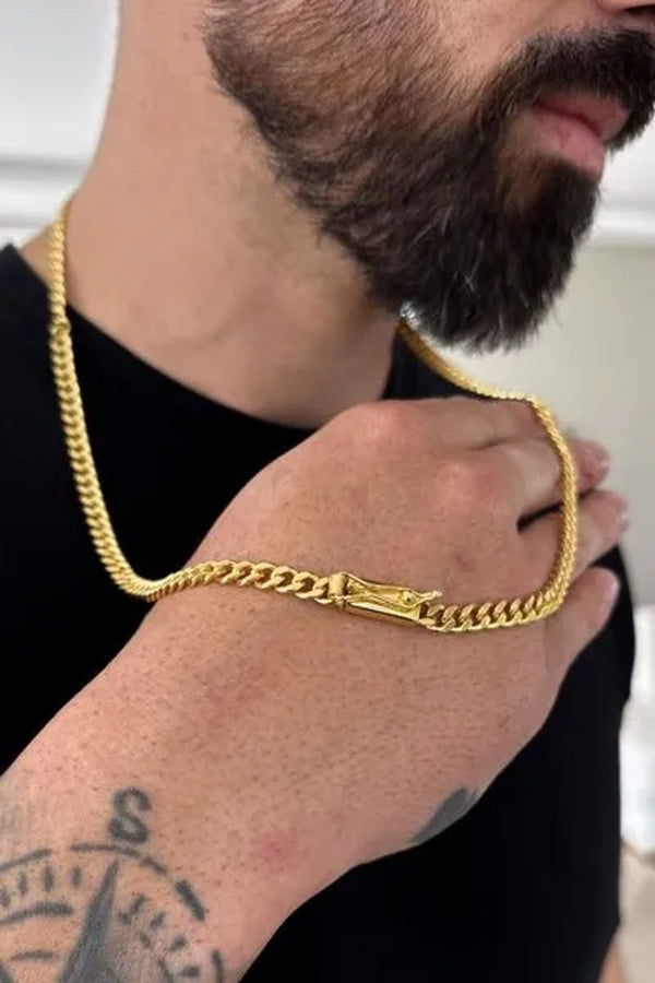 Pulseira Grumet 6mm Moeda Antiga Banhada a Ouro 18K